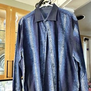 Bugatchi L/S X-Large Classic Fit Blue Print